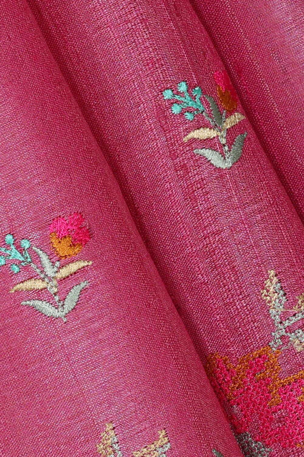 Image of Tussar Silk Pink Embroidered Saree